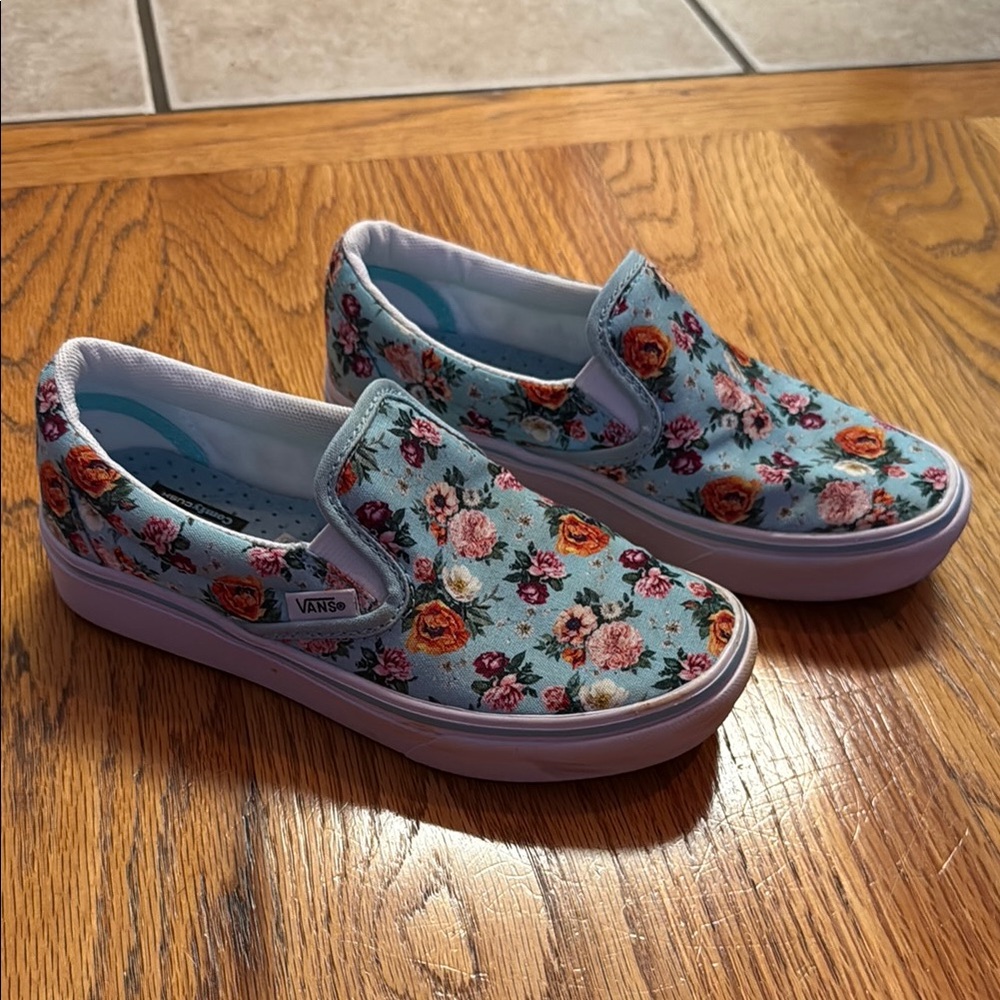Vans Kids' Floral Slip-On Shoes - Blue